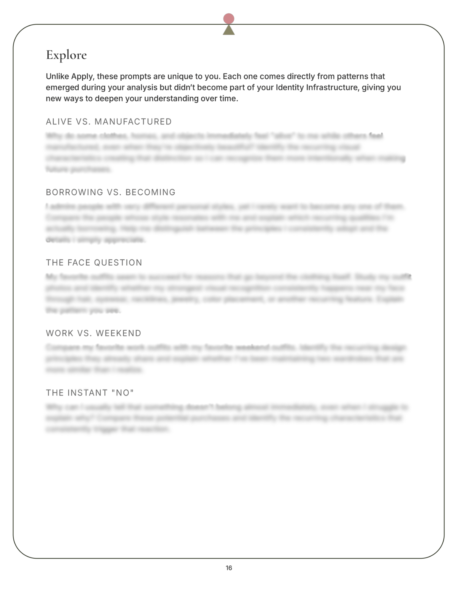 A Pattern Lab page of prompts titled Explore.
