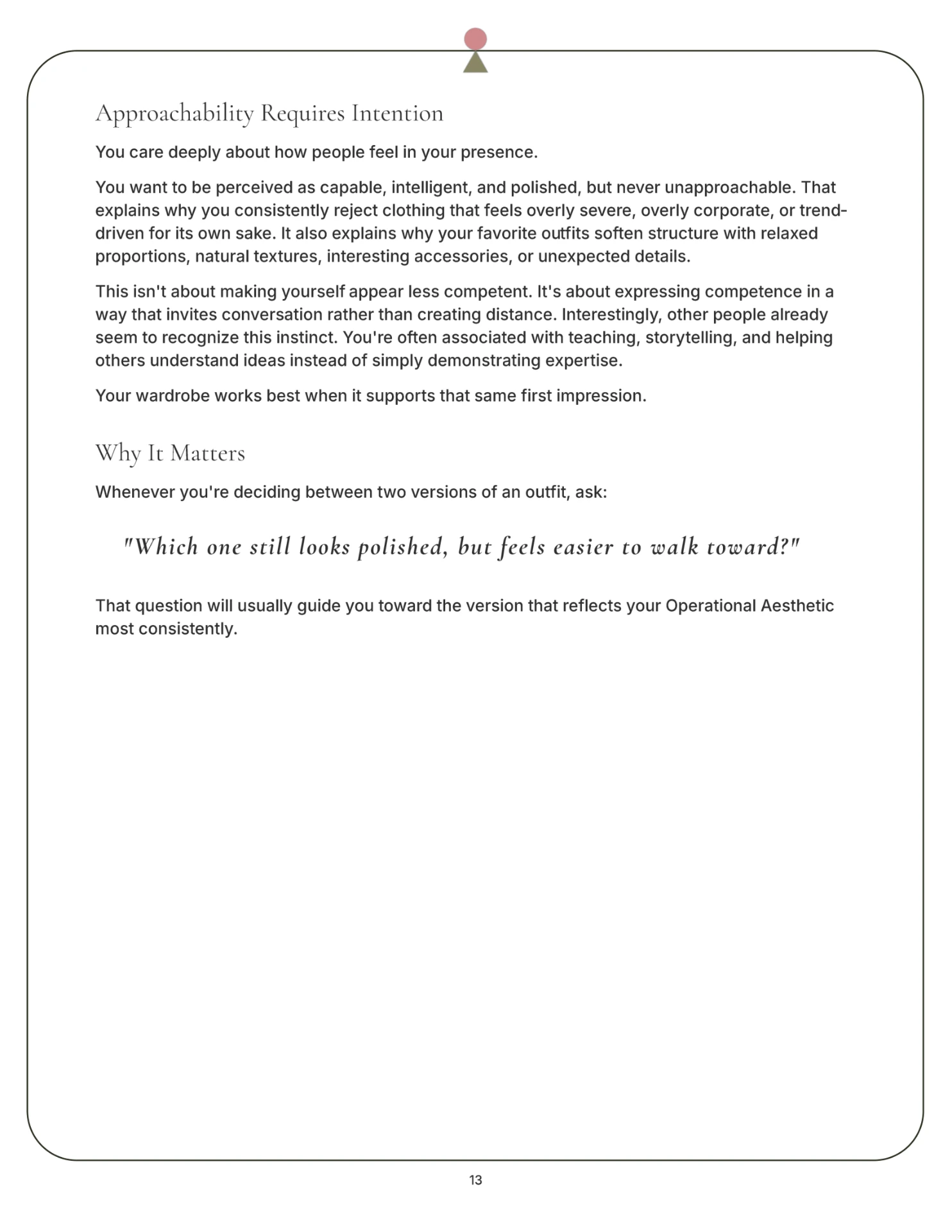 A page of the report about approachability requiring intention.